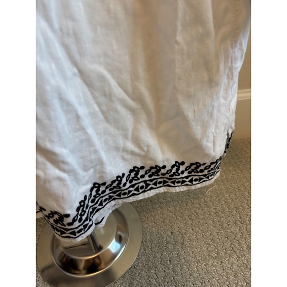 Talbots Embroidered Tunic Women XL White Black Lace Eyelet Boho Cotton Top - Picture 5 of 6